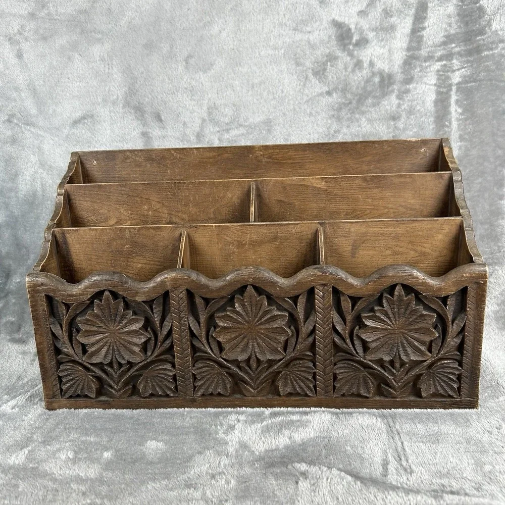 Vintage Lerner Faux-Wood‎ Letter Holder Desk Top Organizer Boho Chic Cottagecore